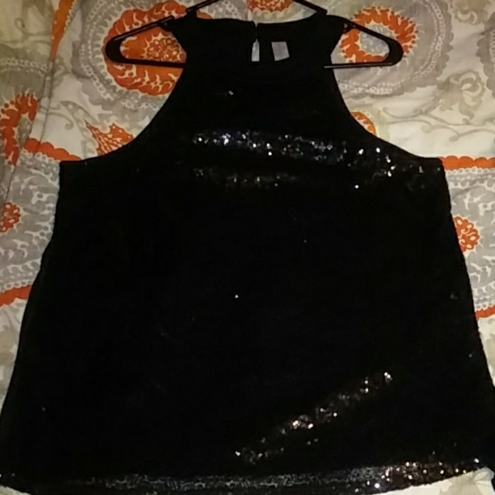 Black sequence top